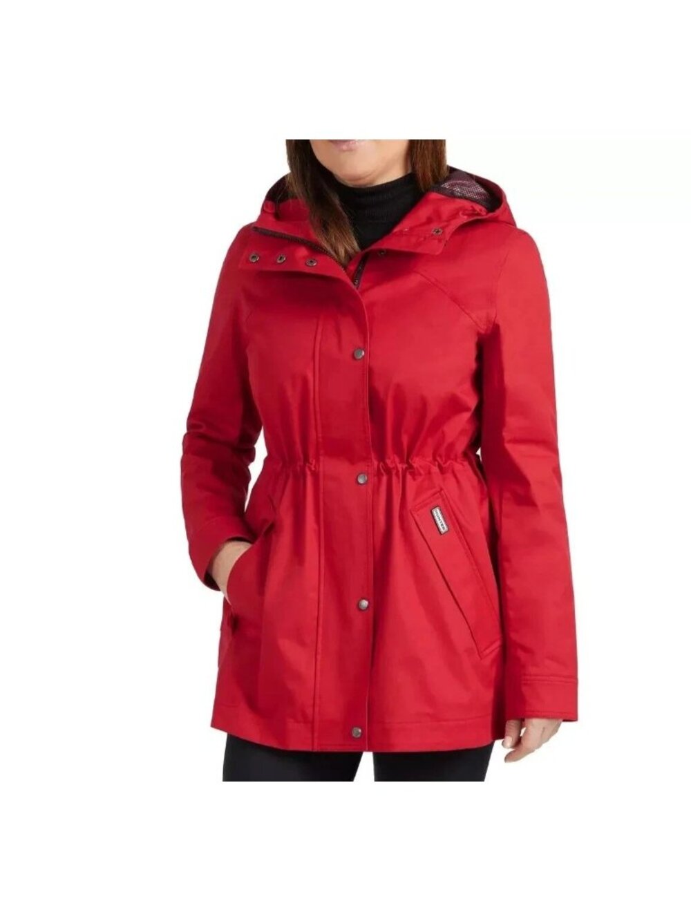 NWT Hunter Women's XL Red Water Resistant Cotton Smock Rain Jacket Hooded